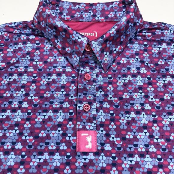 Bogey Bros Golf Polo Shirt Mens L Blue Pink Performance Whale Tail Bikini Print - Picture 4 of 9